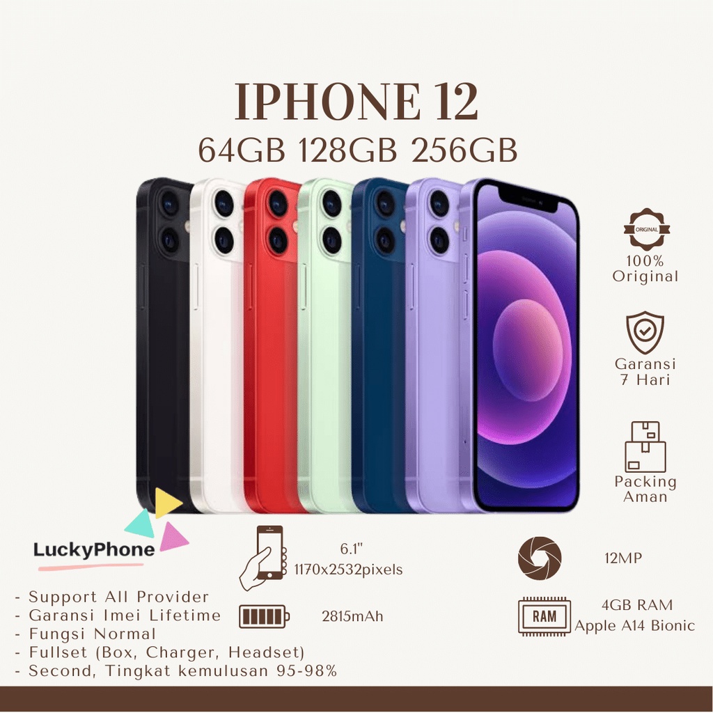 Jual Iphone 12 64GB 128GB SECOND BEKAS ORIGINAL FULLSET | Shopee Indonesia