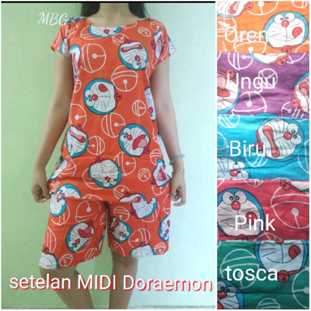 Baru paling murah setelan celana  pendek Midi DORAEMON 