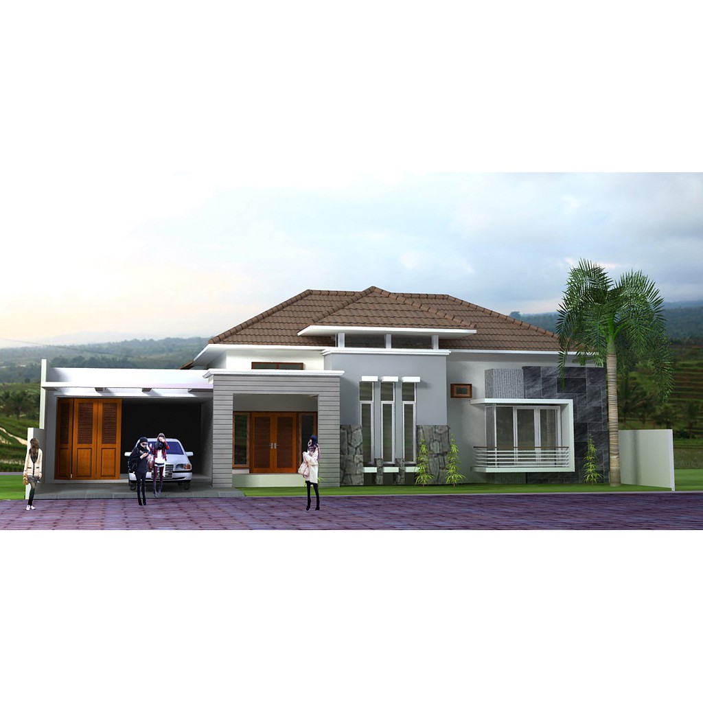 Jual Desain Rumah Tropis Minimalis 1 Lantai Type 300 Ukuran 22 X 30 Meter Indonesia Shopee Indonesia