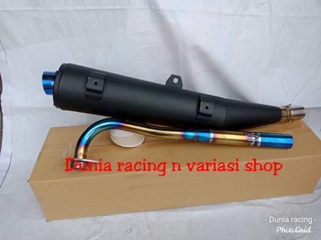 Knalpot Tsukigi Jupiter Vega R Jupiter z Vega ZR  leher pelangi Blue stenlis Thailand