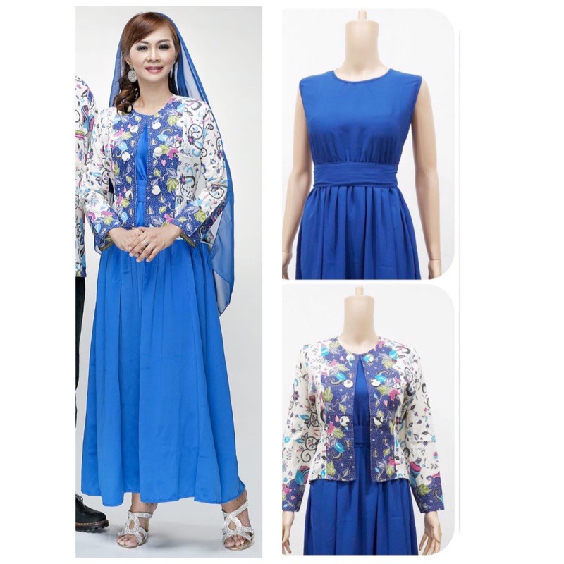 Batik pesta / Batik murah / gamis batik / gamis biru
