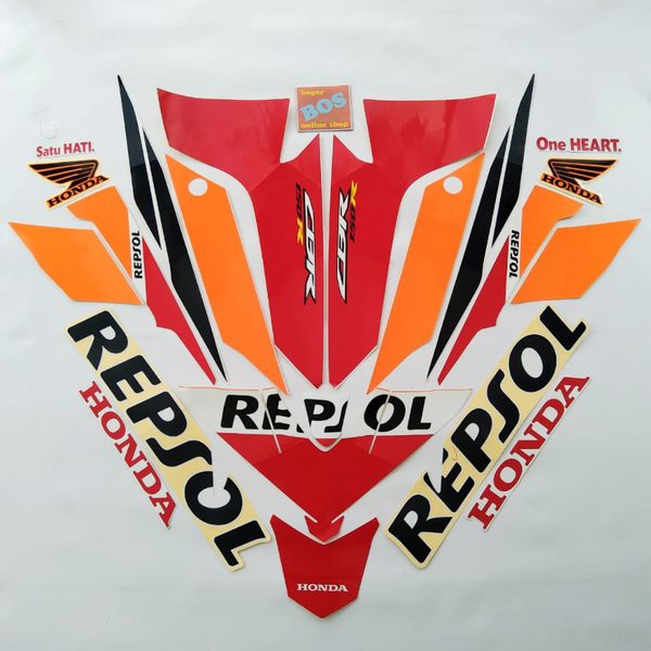 Stiker Motor Striping CBR 150R Repsol Facelift 2018 Putih-orange