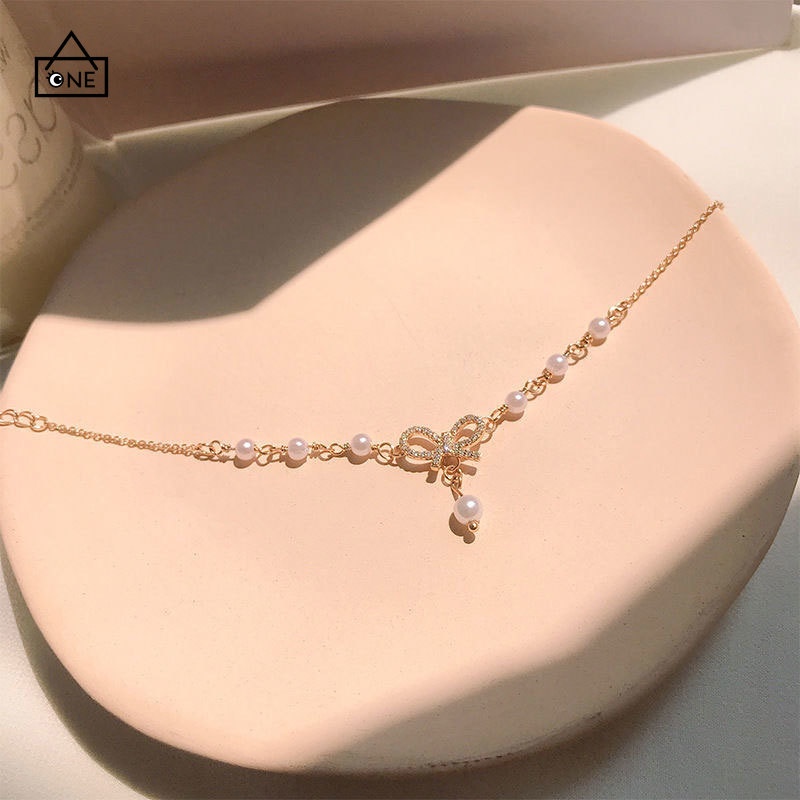 COD❤Gelang Wanita Mutiara Ikatan Simpul Hadiah Aksesoris Perhiasan Fashion Korea A one