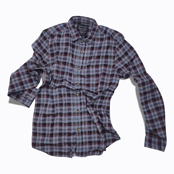 Kemeja Flanel Pria, Kotak-kotak Ungu & Abu-abu, Kualitas Premium