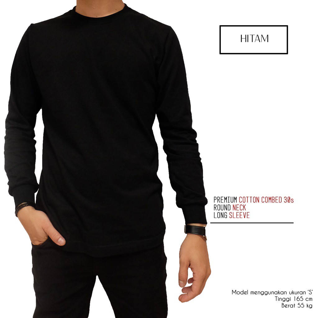 Gambar Baju  Polos  Warna Hitam  Lengan  Panjang  Depan 