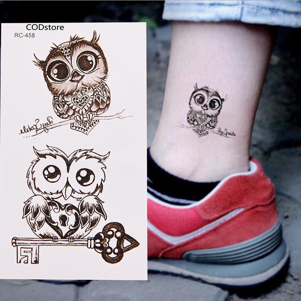 Cst G Stiker Tato Sementara Motif Kartun Burung Hantu Anti Air