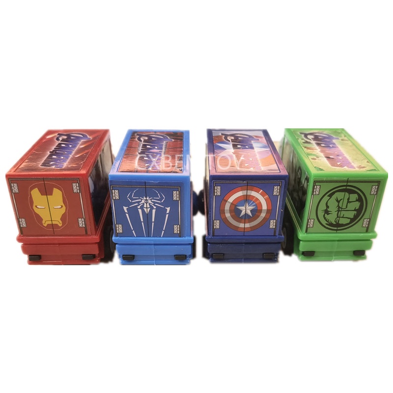 1pc Mainan Mobil Truk Pull-back Model Avengers / Captain America / Hulk / Ironman / Spiderman Untuk Anak Laki-Laki