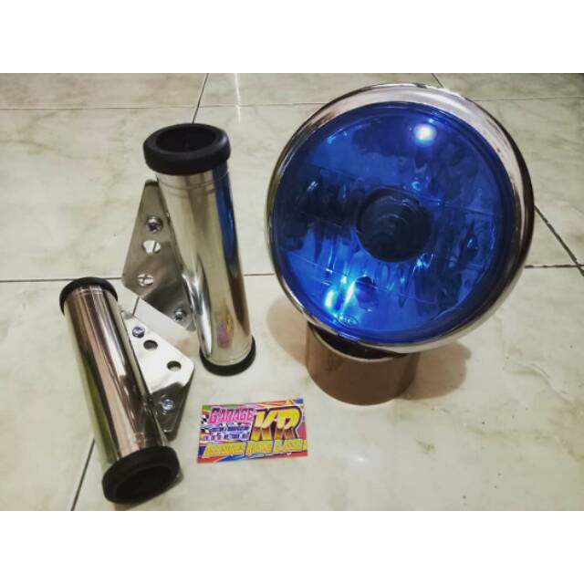 Pangkon Lampu Pesek Stanlies Model Selubung Karet cincin + Headlamp Jute