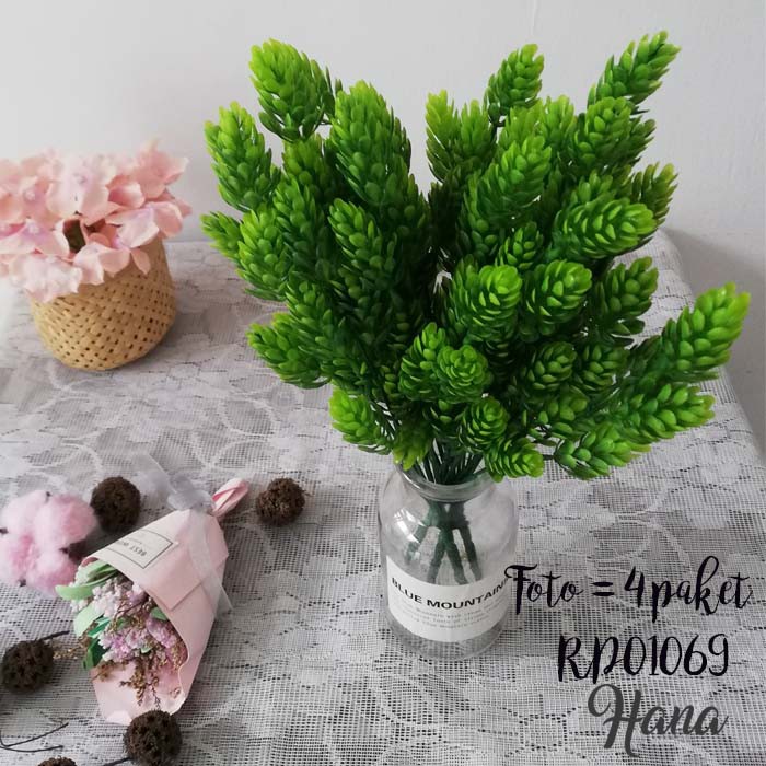 Bunga plastik dekorasi/rumput plastik banan ringbox/ daun plastik-1