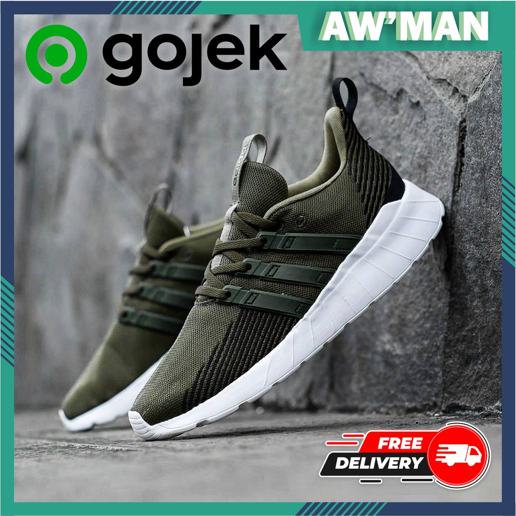 Adidas Questar Flow Dark Green - Sepatu Adidas Sneakers ORI BNWB Indonesia Casual Pria Wanita