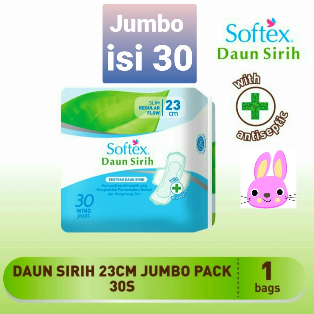 Softex Daun sirih Wing JUMBO 23cm isi 30 pads pembalut (no.155)