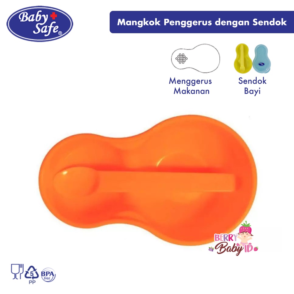 Baby Safe All In 1 Set Mangkok Grinder dan Sendok Grinder Bowl Spoon BBS039 Berry Mart