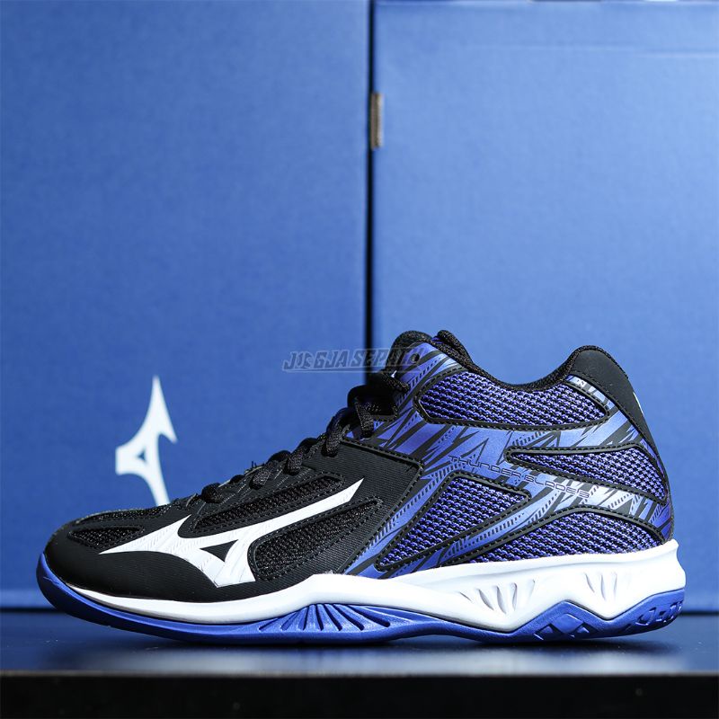 Mizuno Sepatu Voli Thunder Blade 3 MID - Black/White/Violet Blue