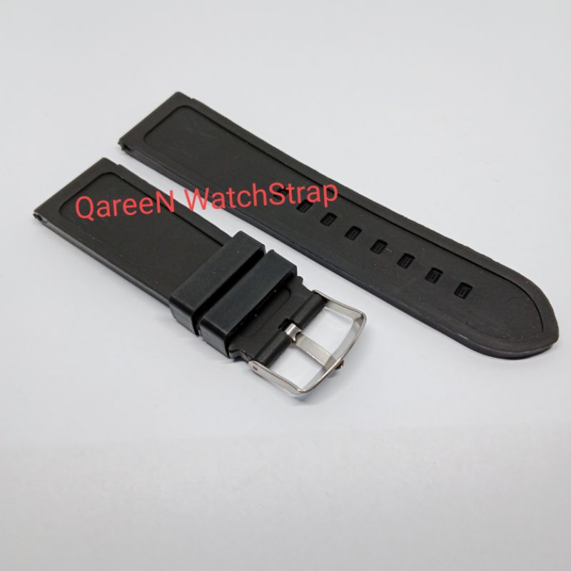 Tali Jam Tangan Karet setrap tali jam tangan rubber 24 mm hitam