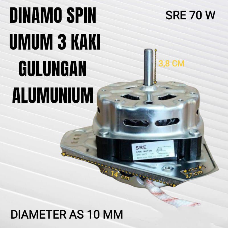 DINAMO SPIN ALUMUNIUM 70W UMUM MOTOR PENGERING MESIN CUCI