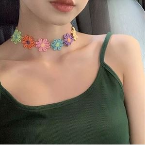 Choker Import Model Korea Bunga Warna-Warni