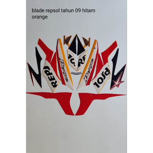 striping ORI Honda BLADE Repsol th 2009 warna hitam oren