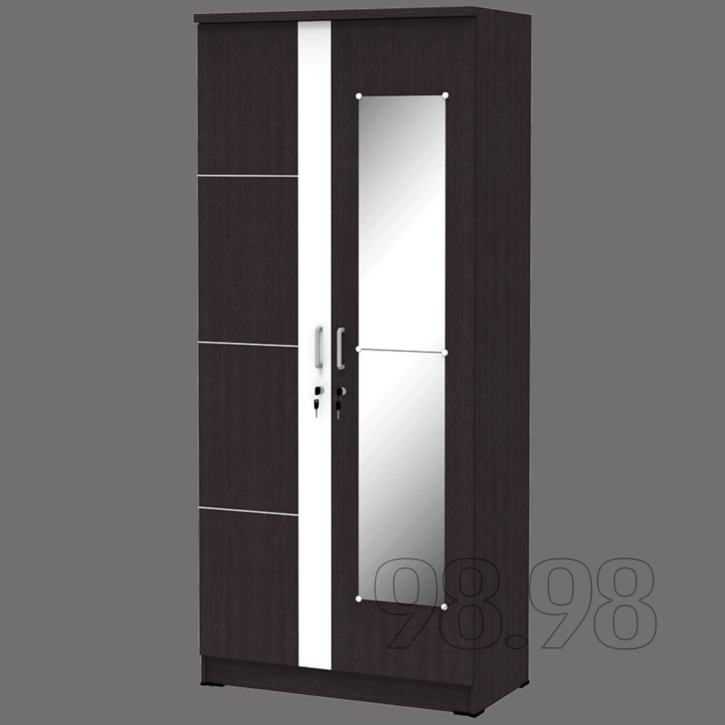 TOPPAN Lemari Pakaian 2 Pintu Minimalis Murah - Lemari Baju 3 Pintu Kaca Gisella Medan