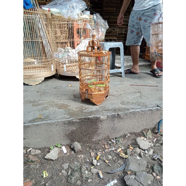 sangkar/kandang pleci segi 8 kayu jati pernis luar kota