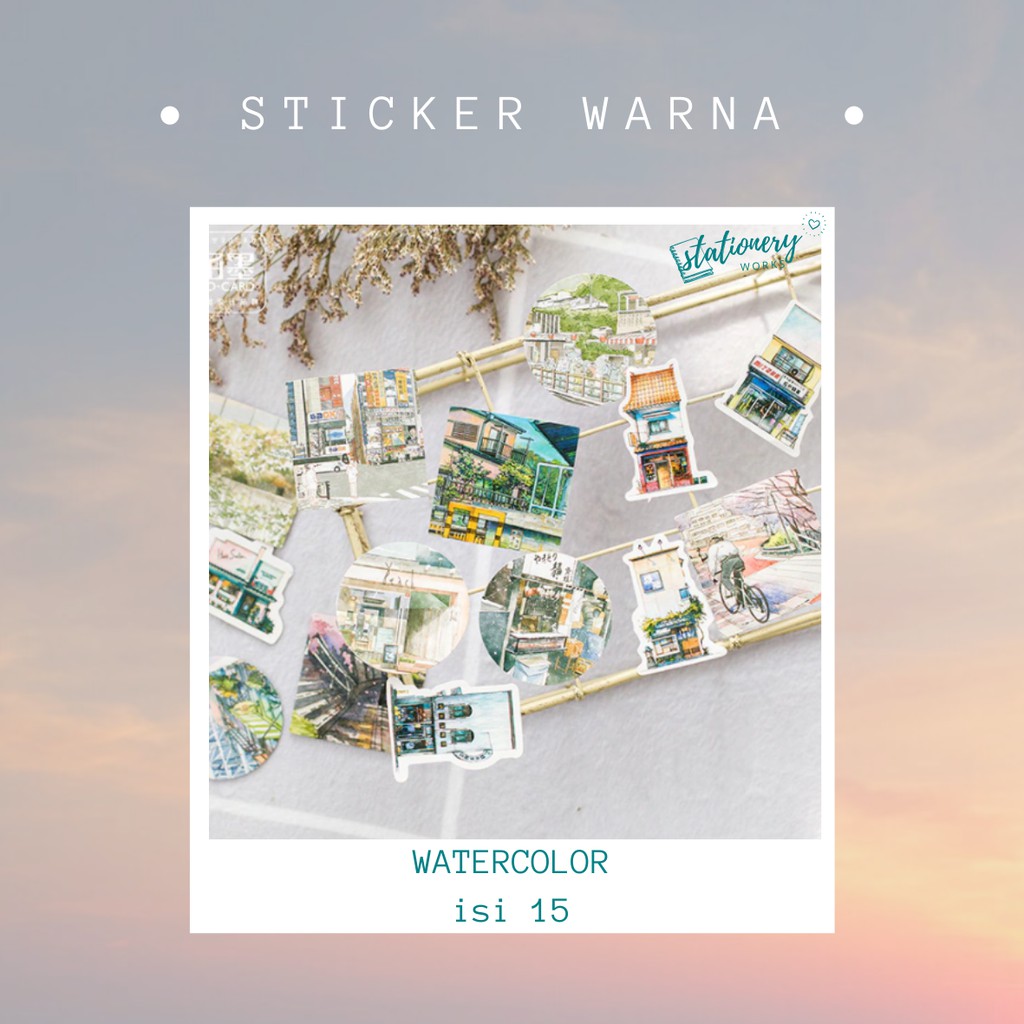 

Custom sticker warna - motif watercolor - cutting sticker untuk jurnal planner scrapbook DIY