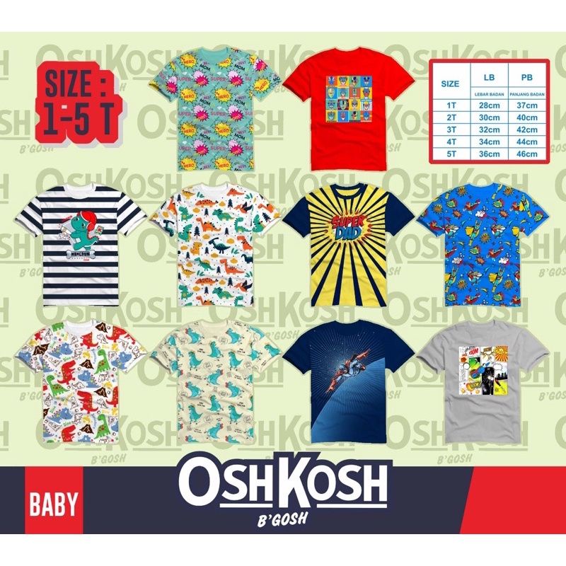 Baju anak/kaos anak dino/kaos oshkosh/dino fullprint