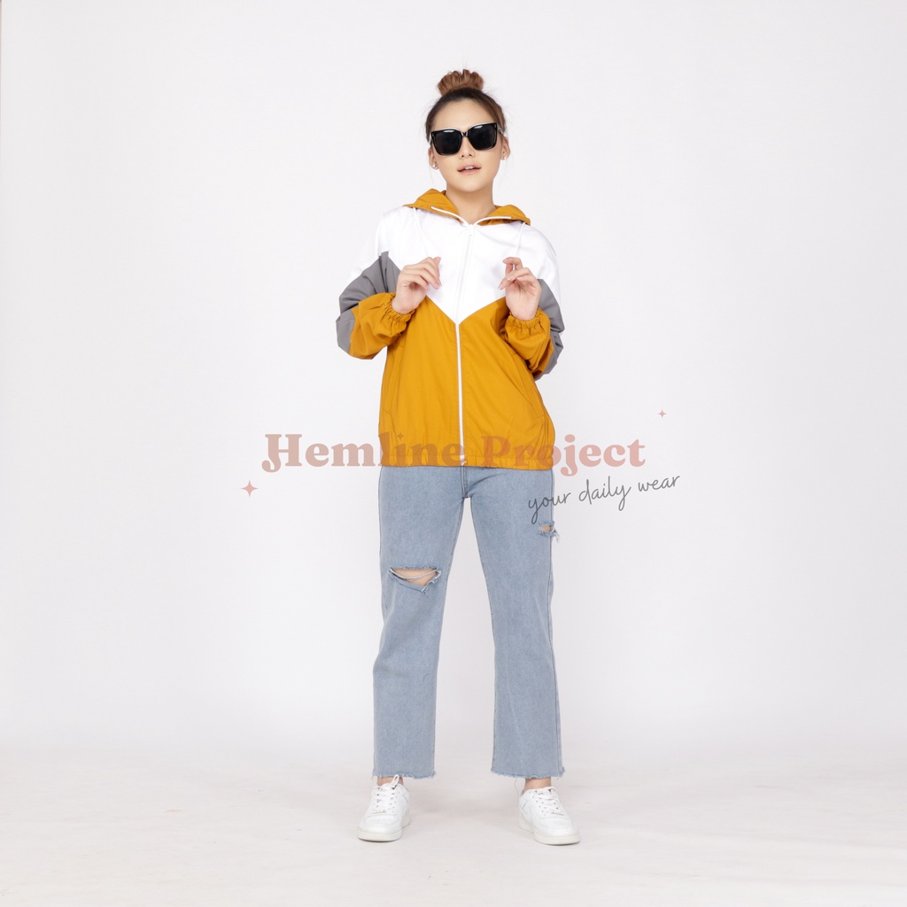 Almas Jaket Mustard - Jaket Parasut Hoodie Wanita