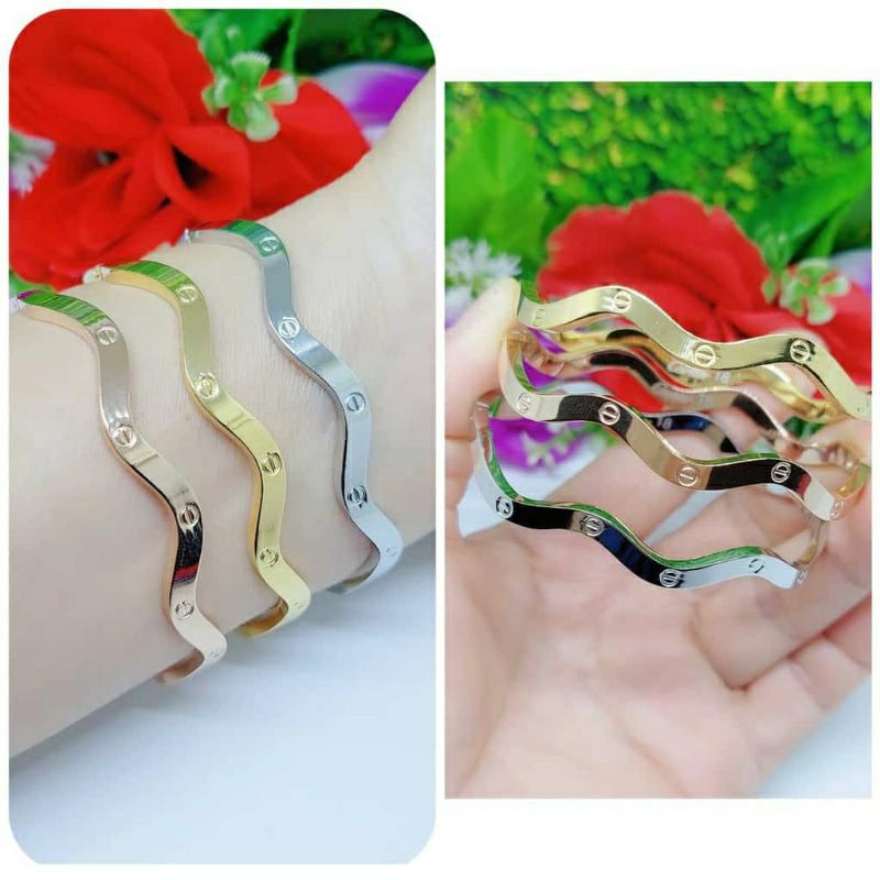 Fourfashion Gelang Titanium Aksen Zigzag 17 Premium Super Wanita