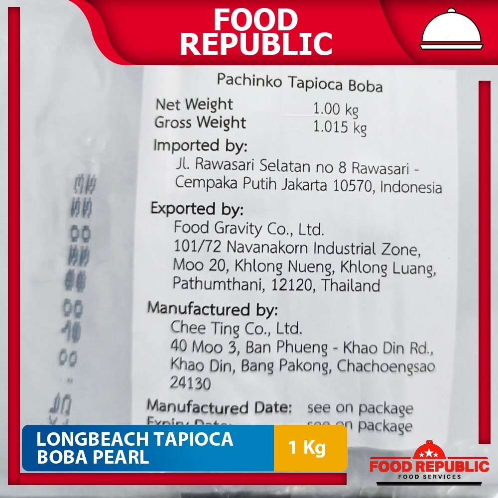 Longbeach Pachinko Tapioca Pearl Boba 1 Kg Long Beach Bubble Drink Tapioka Mutiara Gundu Topping Minuman