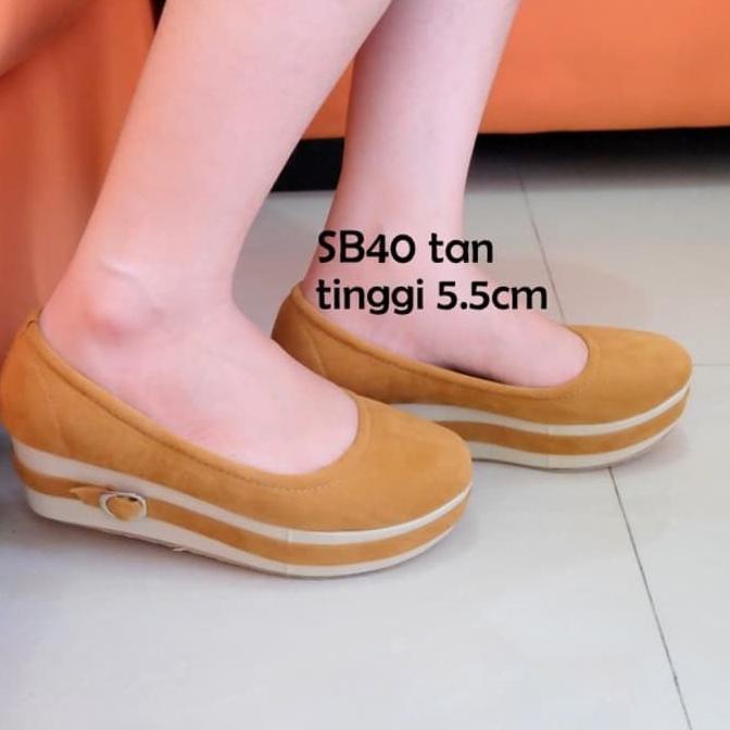 Sandal Sepatu Wedges Slip on Slipon Wanita Cewek hitam, coklat, merah DISKON