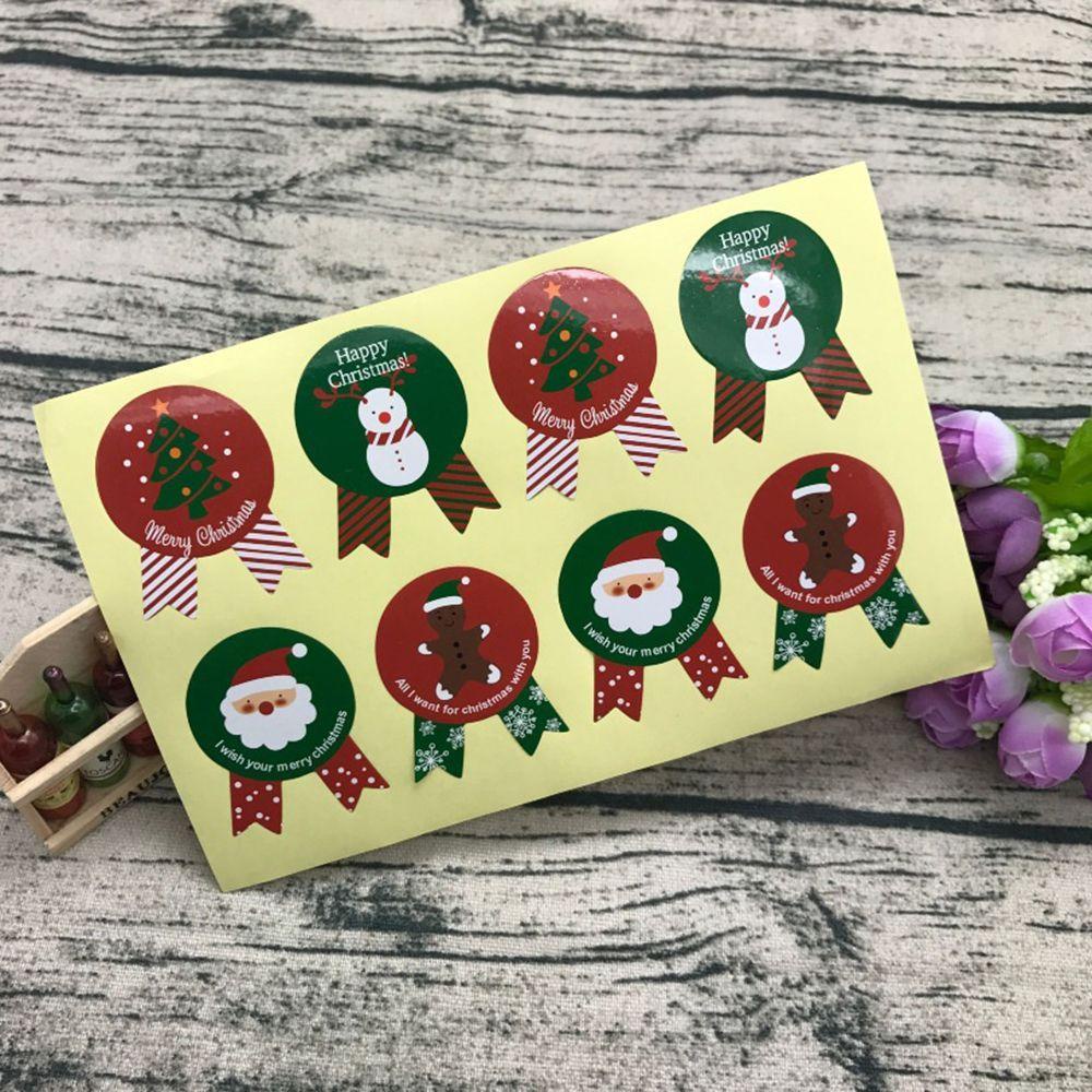 [Elegan] Stiker Natal Seri Kacang Desain Merry X'mas Pohon DIY/Snowman Seal Multifungsi Dekorasi Sticker