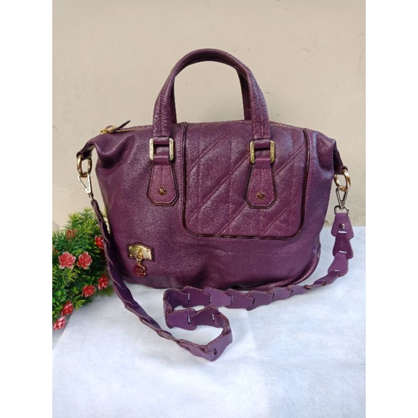 ESQUIRE ORIGINAL HANDBAG UNGU KULIT ASLI, SUPER MANTULL, WARNA LANGKA, ESQUIRE,  PRELOVED