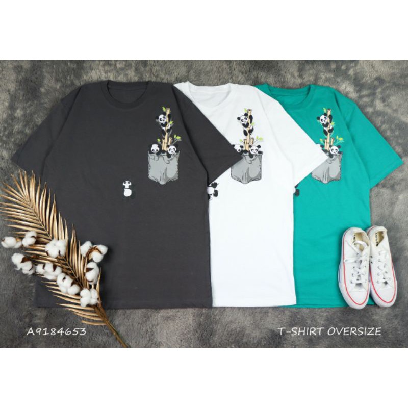 Kaos Katun Oversize Korea/Kaos Lengan Pendek/Short Sleeve Tshirt Panda in Pocket