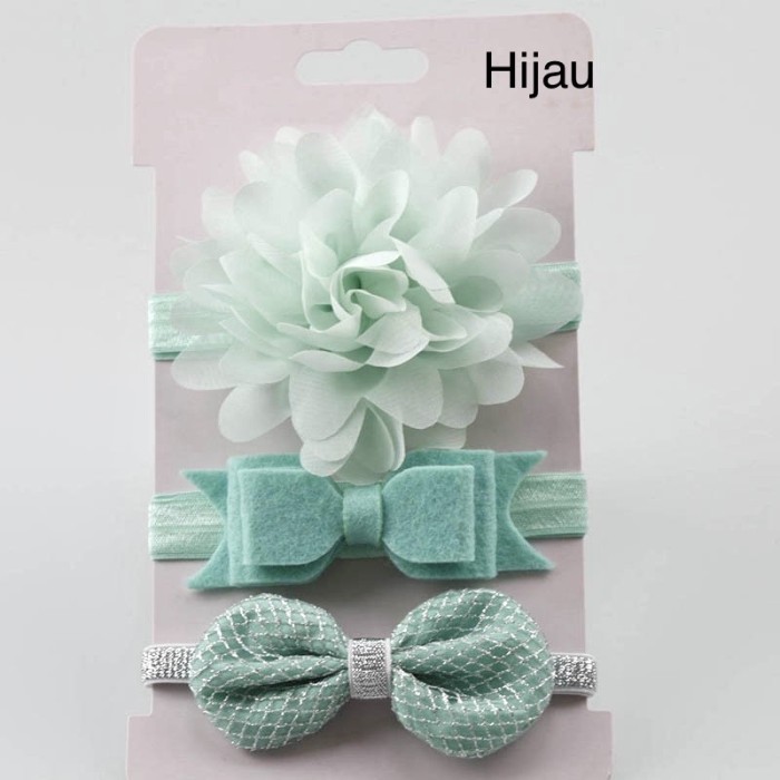 Bandana anak bayi set isi 3pcs Bando anak bayi set Baby headband 3 pcs motif lucu berkualitas