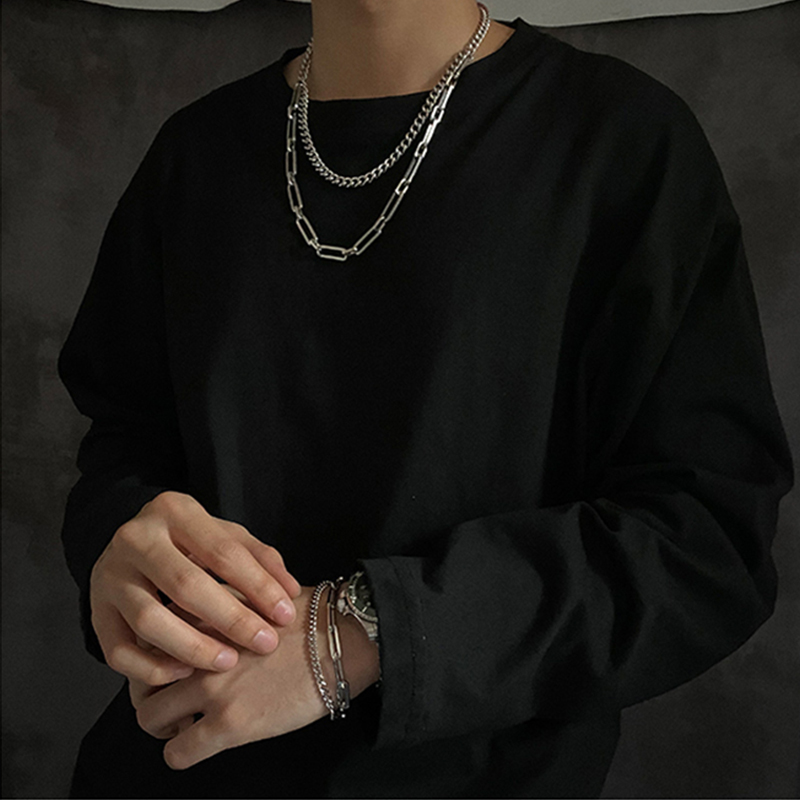 Personality Stitched Double-layered Necklace Hip-hop Retro Minimalist Chain