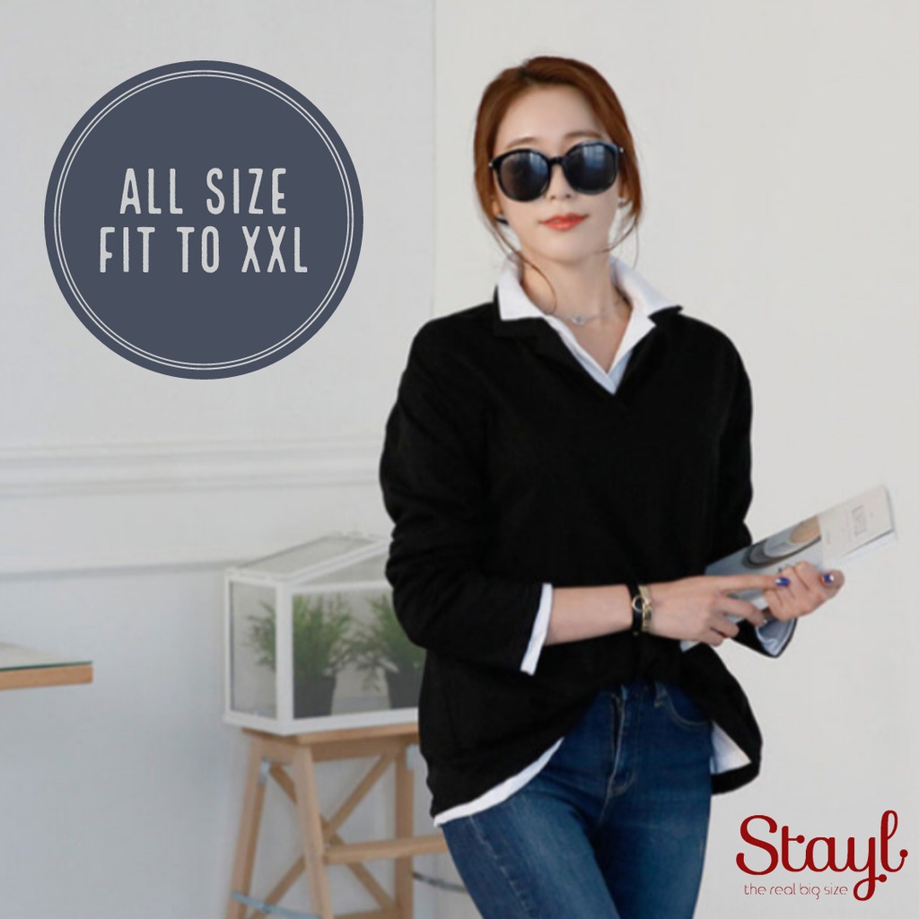 LD 112 (FIT TO 2XL) Atasan blouse - Fashion muslim - blouse jumbo mix katun xxl stayl superbig lorna-1