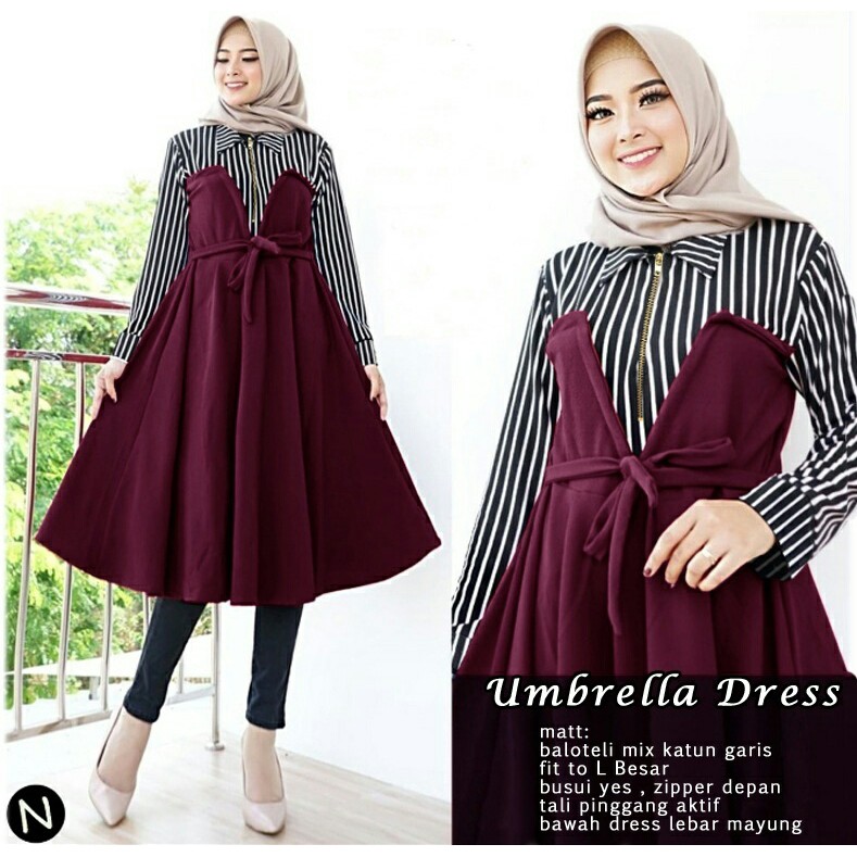 79681 - umbrela dress zipper depan 2Warna