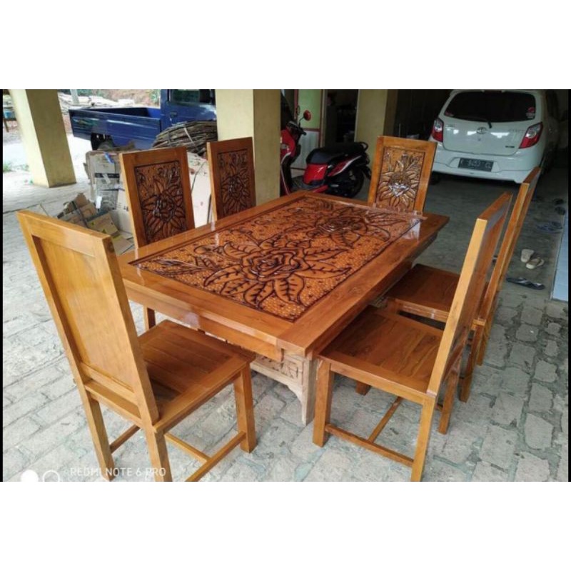 ￼TERLARIS  Meja makan minimalis kayu jati / meja makan jati asli Jepara
