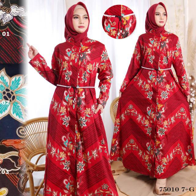 GAMIS MOTIF BUNGA FREE BELT MUTIARA ORI SAYA BASIC/MAXI DRESS SYARI KATUN STRETCH LD 110
