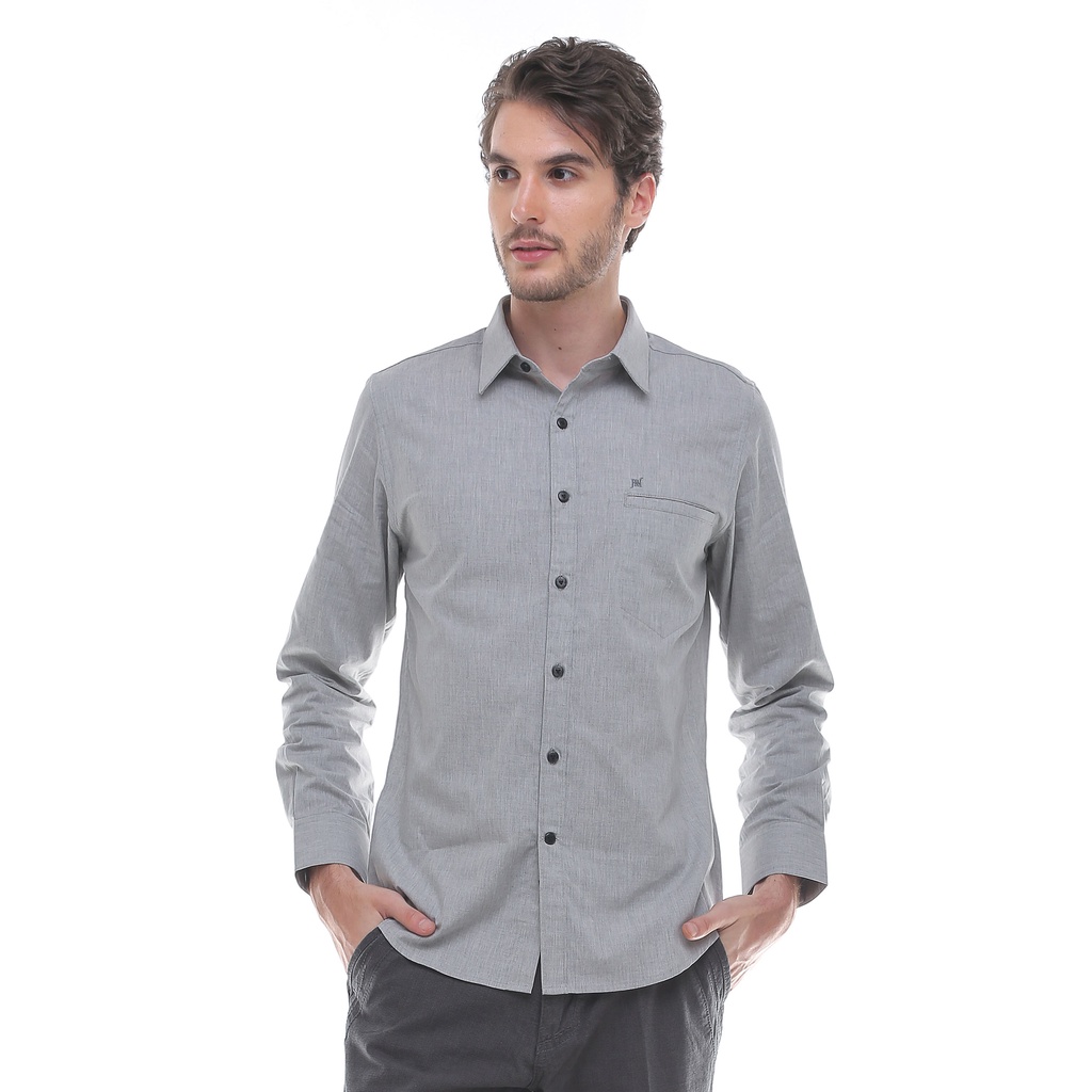 Kemeja Formal - Kemeja Pria - Lengan Panjang - Abu - FSH.650.G371.568.C L/S - Free keychain