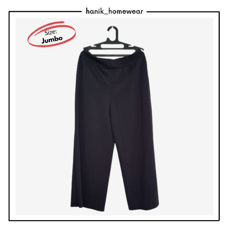 Celana Kulot Wanita Jumbo Bahan Kain Kaos Hitam Coklat Murah