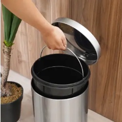 Tempat Sampah 12 Ltr Pedal Stainless Fingerprint Slow Close / Tempat Sampah Injak Stainless Steel, Trash Bin Kawat Bulat Hitam TEMPAT SAMPAH PEDAL STAINLESS MURAH / Dust Bin Pedal 12 Liter Trash Bin