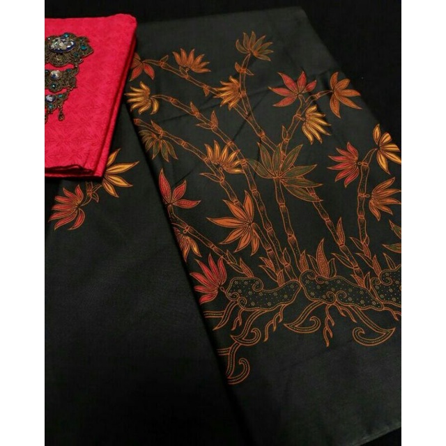 Kain batik katun primissima unggul jaya halus h santoso gading mas aaa motif bambu hitam