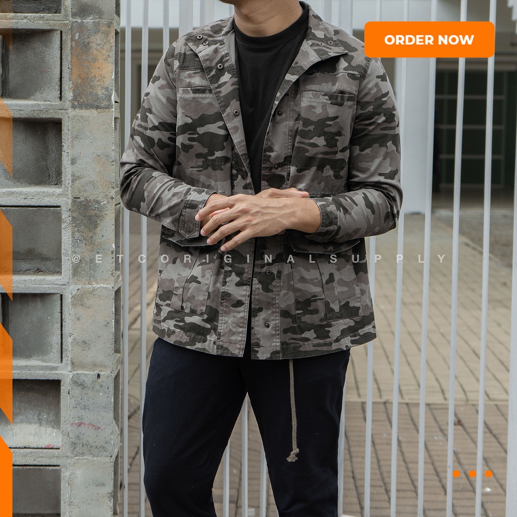 Jaket Parka UNVRSLGOODSnCo Utility Twill Fatigue Camouflage Black Grey