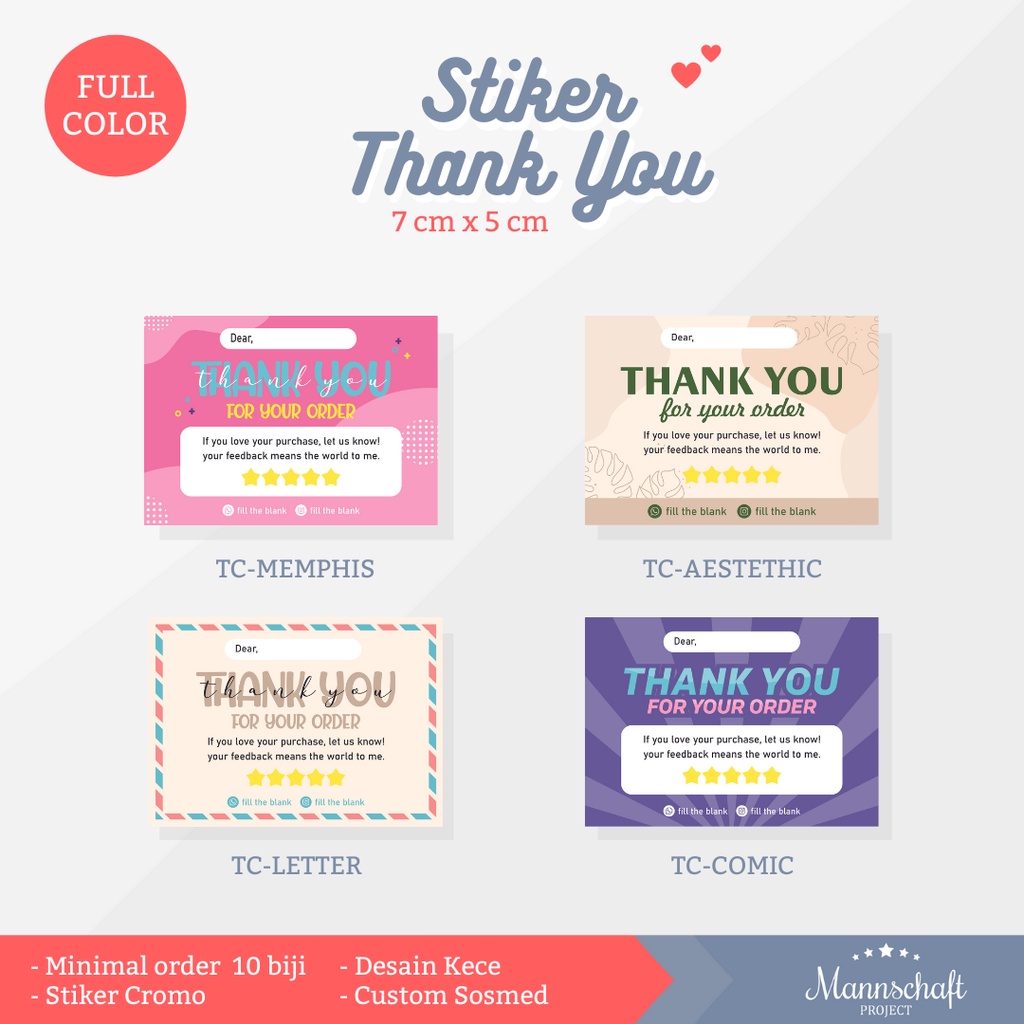 

[MANNSHPRO] Stiker Thank You Olshop Full Color