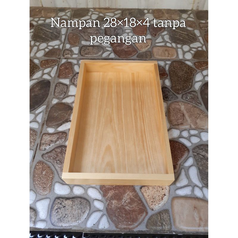 Baki Kayu / Nampan Kayu Pinus 28x18 cm Tanpa Lubang