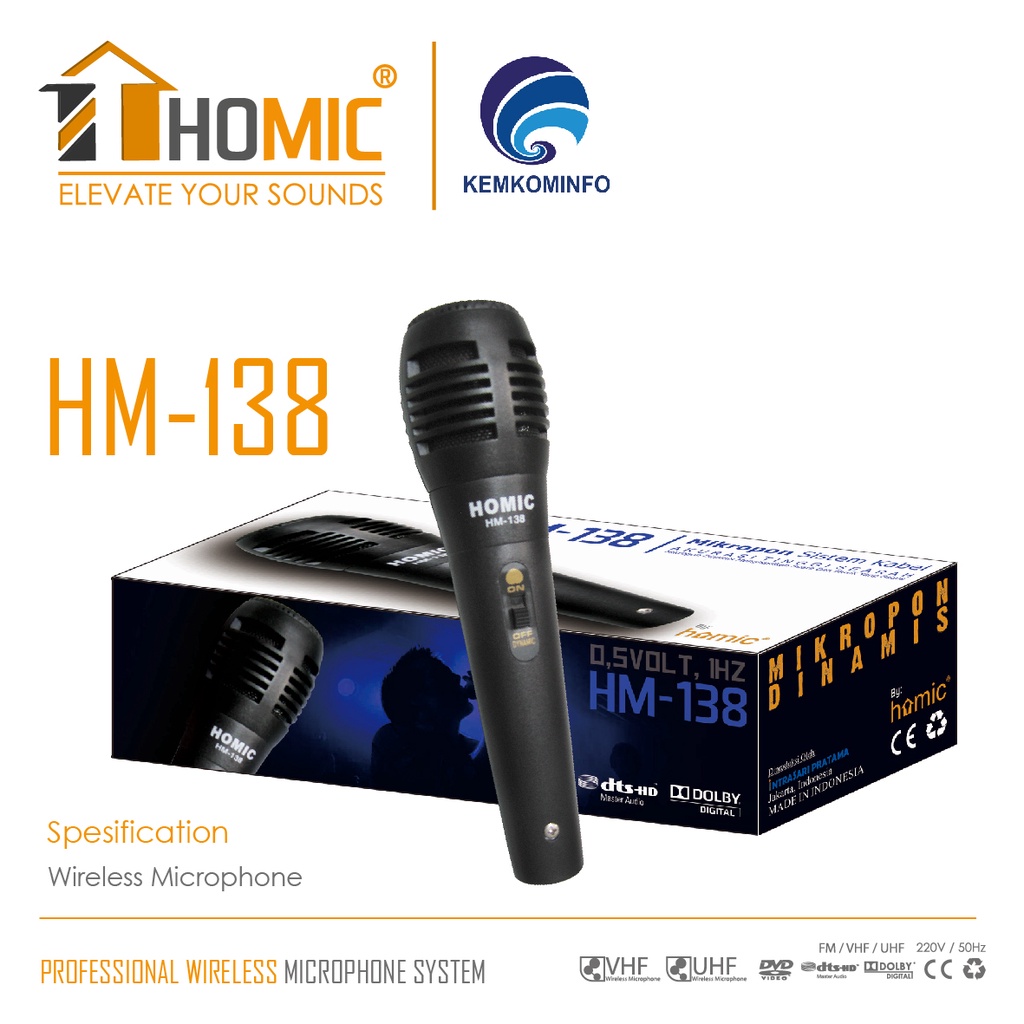 Mic Kabel Single Microphone HOMIC HM-138 Suara Jernih  Original