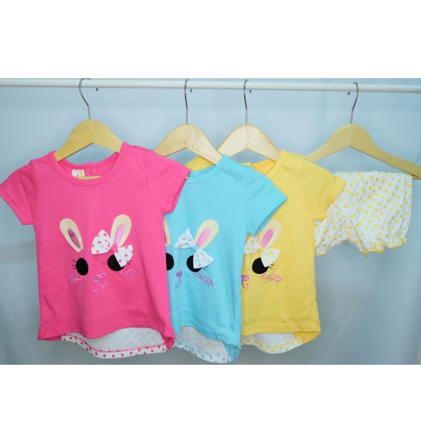 Baju setelan bayi perempuan baby girl toddler kelinci pita LUNA