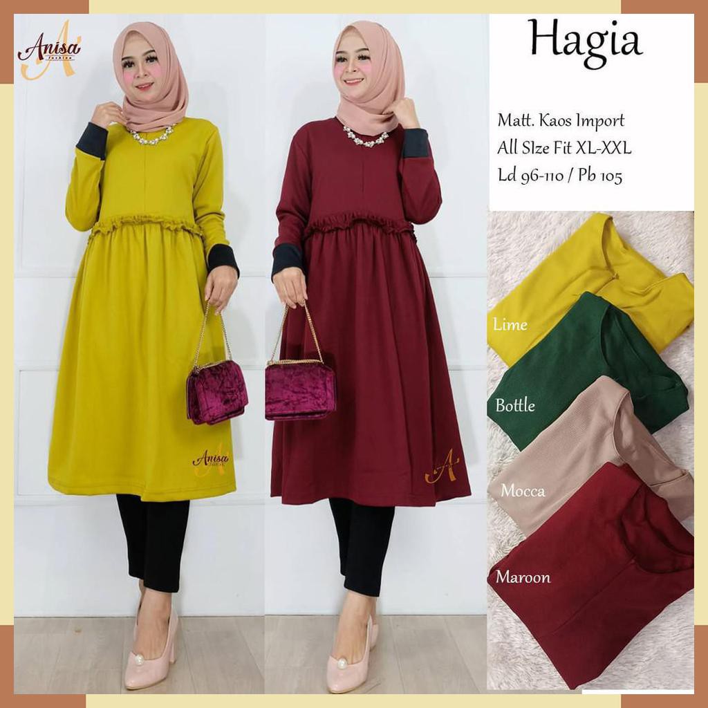LONG TUNIK. HAGIA TUNIK. ATASAN FASHION MUSLIM WANITA. BY ANISA