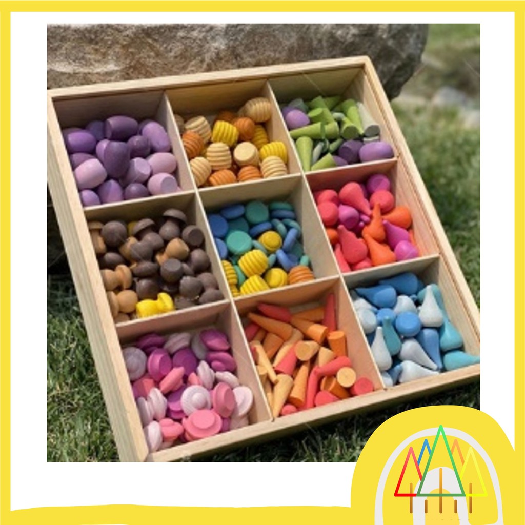 Wooden Loose parts board  324pcs/ grapat mandala alike open-ended play waldorf  toys