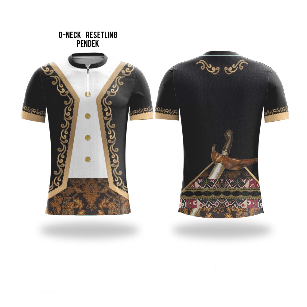 Kaos Baju Jersey sepeda gowes mtb beskap jawa lengan pendek keren premium custom resleting pendek